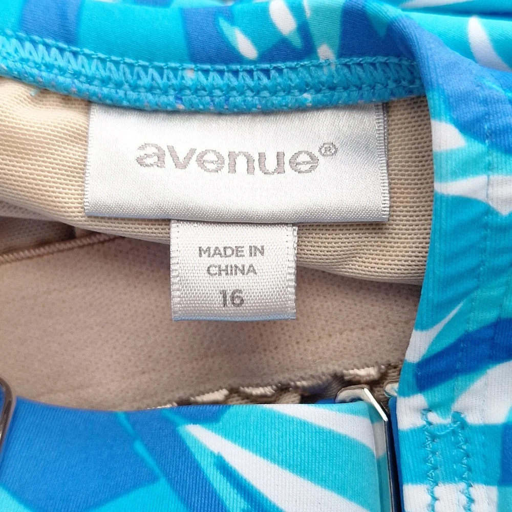 Avenue Tropical Blue One Piece Swim Dress Swimsuit